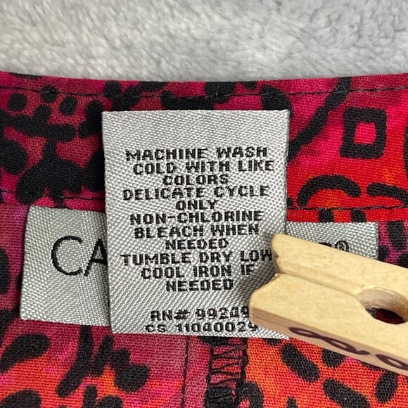 Catherines Floral Printed Button Front Tunic Womens 2X Red Pink Black Boho - Picture 5 of 8